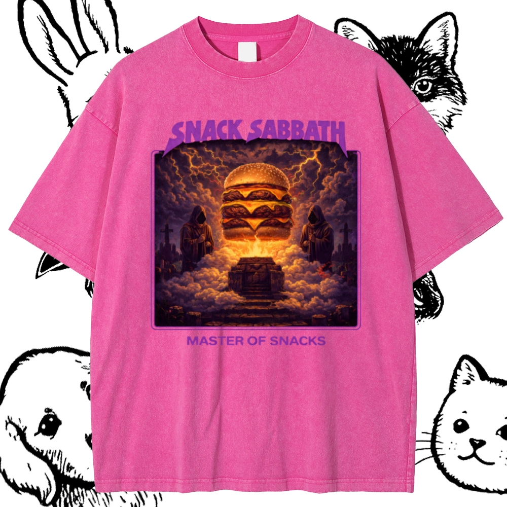 Snack Sabbath Burger Ritual  Cotton Vintage Wash Classic Graphic Tee