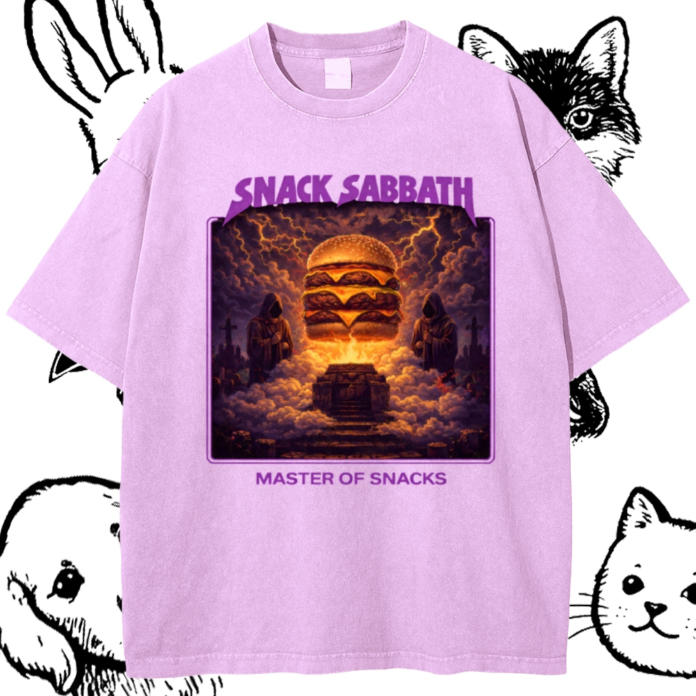 Snack Sabbath Burger Ritual  Cotton Vintage Wash Classic Graphic Tee