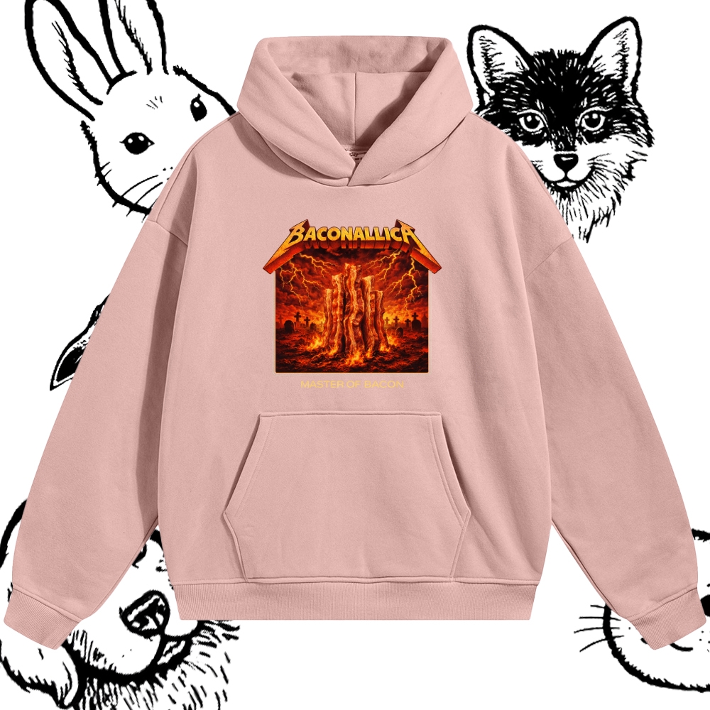 Baconallica Master Of Bacon Retro Metal Cotton Blend Classic Fit Unisex Hoodie