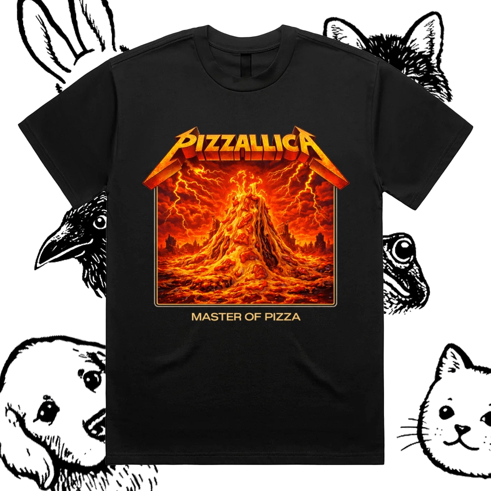 Pizzallica Master Of Pizza Cotton Classic Fit Retro Dark Humor Graphic Tee