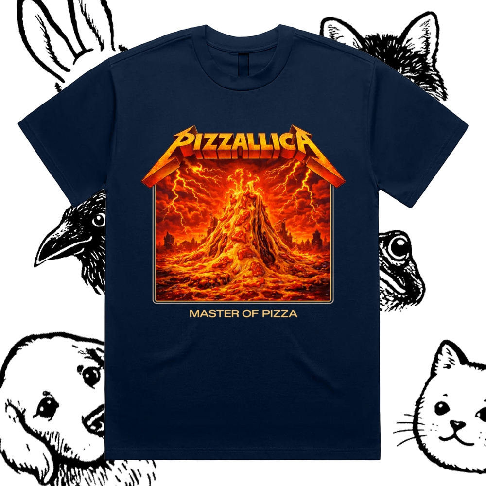 Pizzallica Master Of Pizza Cotton Classic Fit Retro Dark Humor Graphic Tee