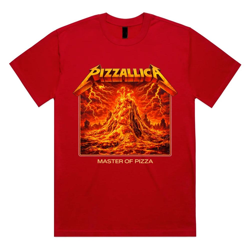 Pizzallica Master Of Pizza Cotton Classic Fit Retro Dark Humor Graphic Tee