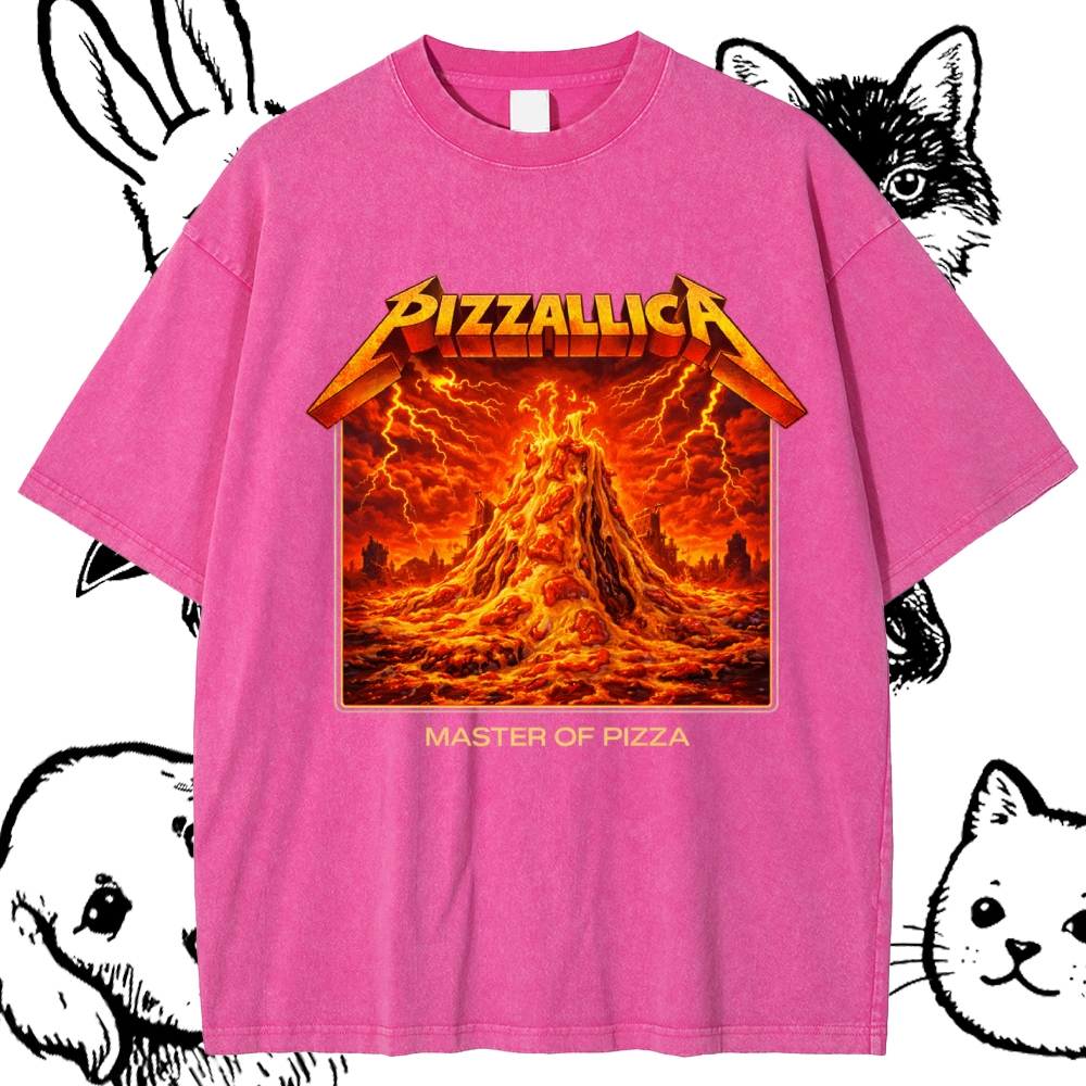 Pizzallica Master Of Pizza Cotton Vintage Wash Classic Graphic Tee