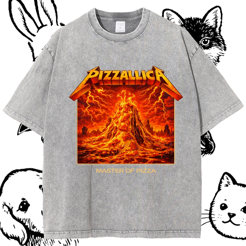 Pizzallica Master Of Pizza Cotton Vintage Wash Classic Graphic Tee