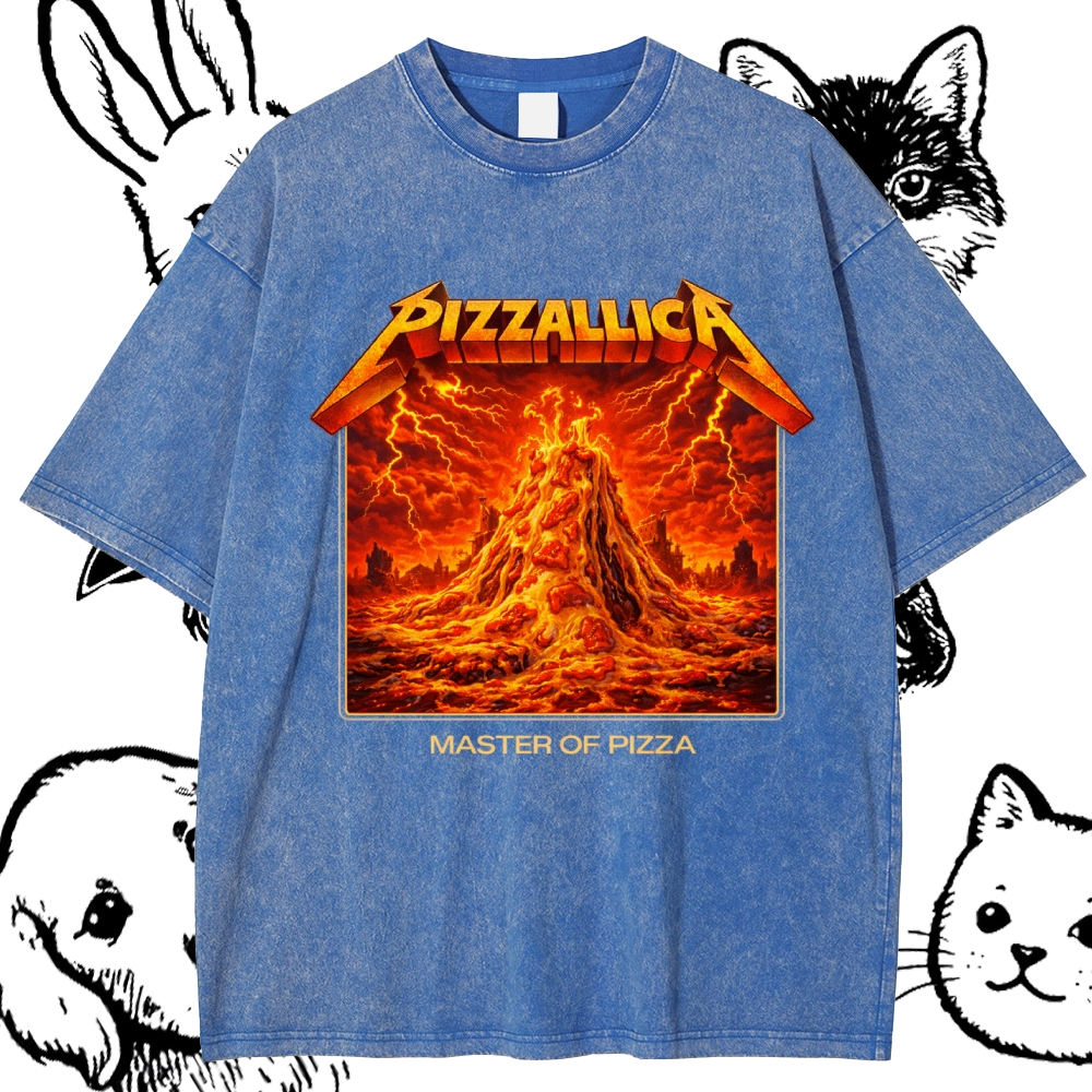 Pizzallica Master Of Pizza Cotton Vintage Wash Classic Graphic Tee