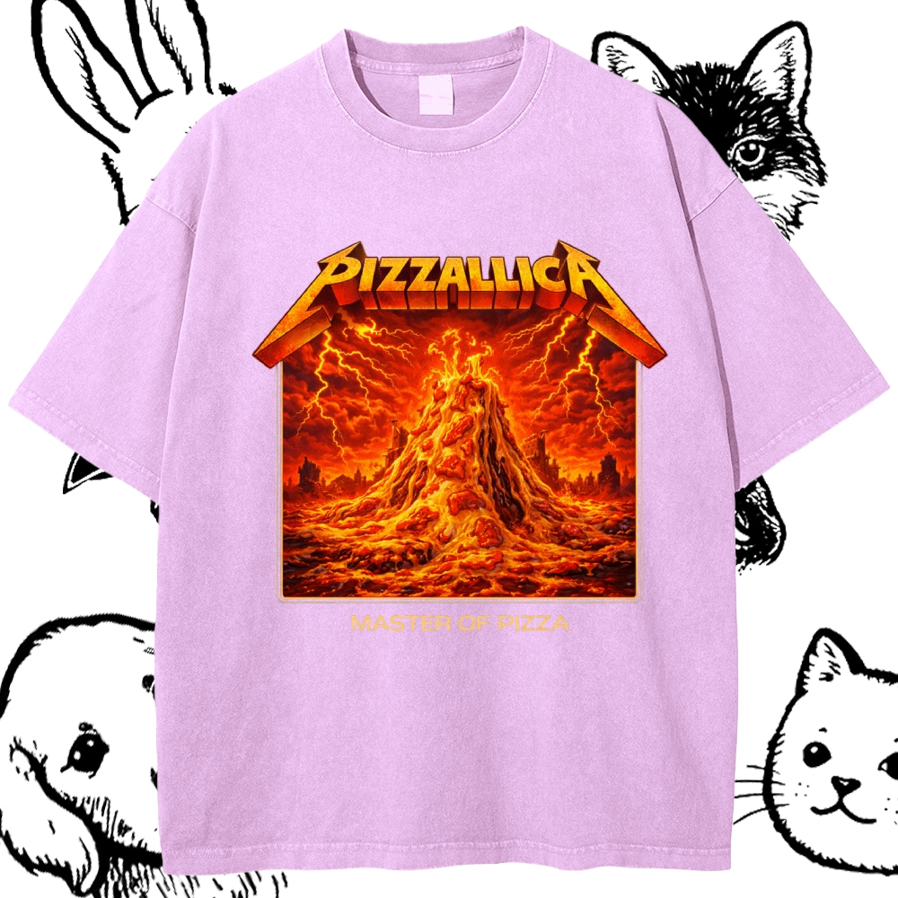 Pizzallica Master Of Pizza Cotton Vintage Wash Classic Graphic Tee