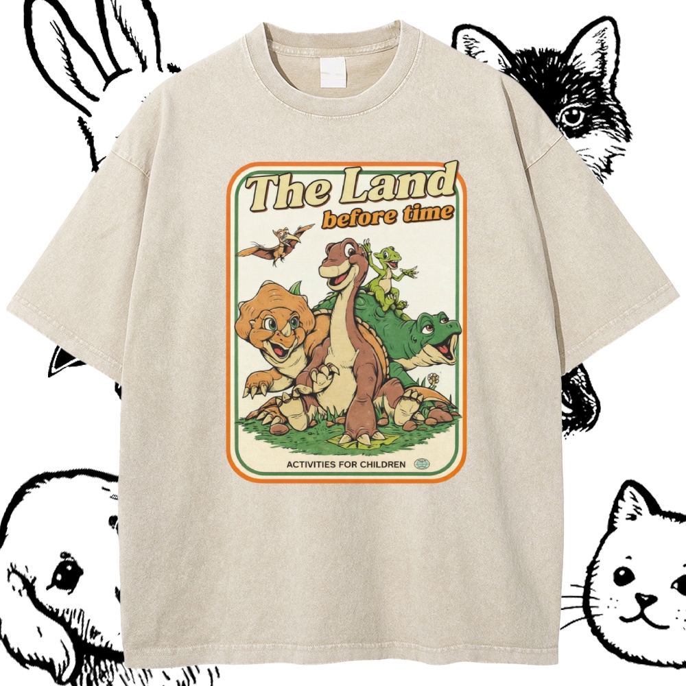 Prehistoric Pals Adventure  Cotton Vintage Wash Classic Graphic Tee