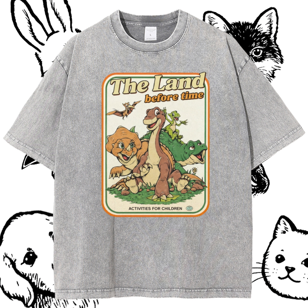 Prehistoric Pals Adventure  Cotton Vintage Wash Classic Graphic Tee