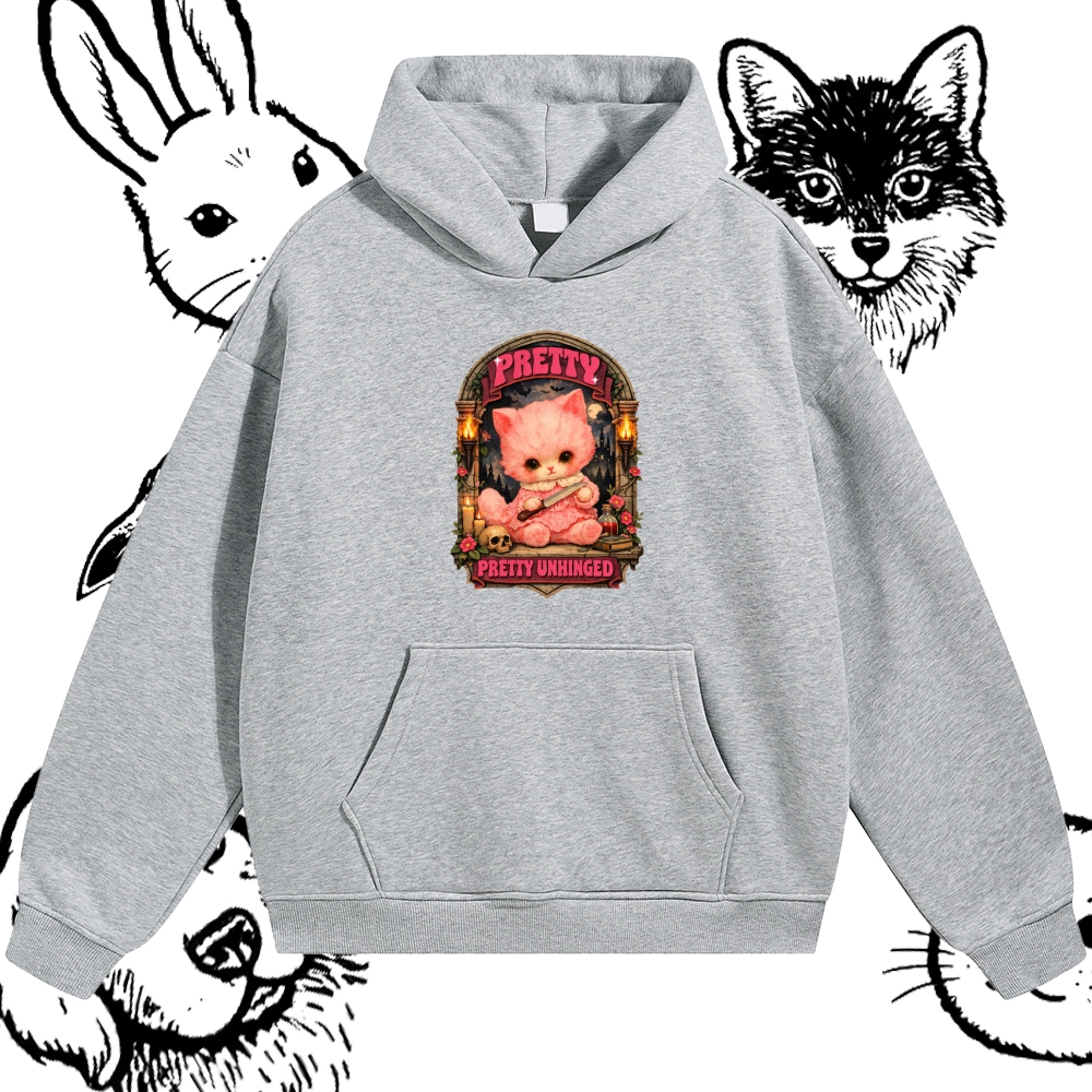 Pretty Unhinged Gothic Kitten  Cotton Blend Classic Fit Unisex Hoodie