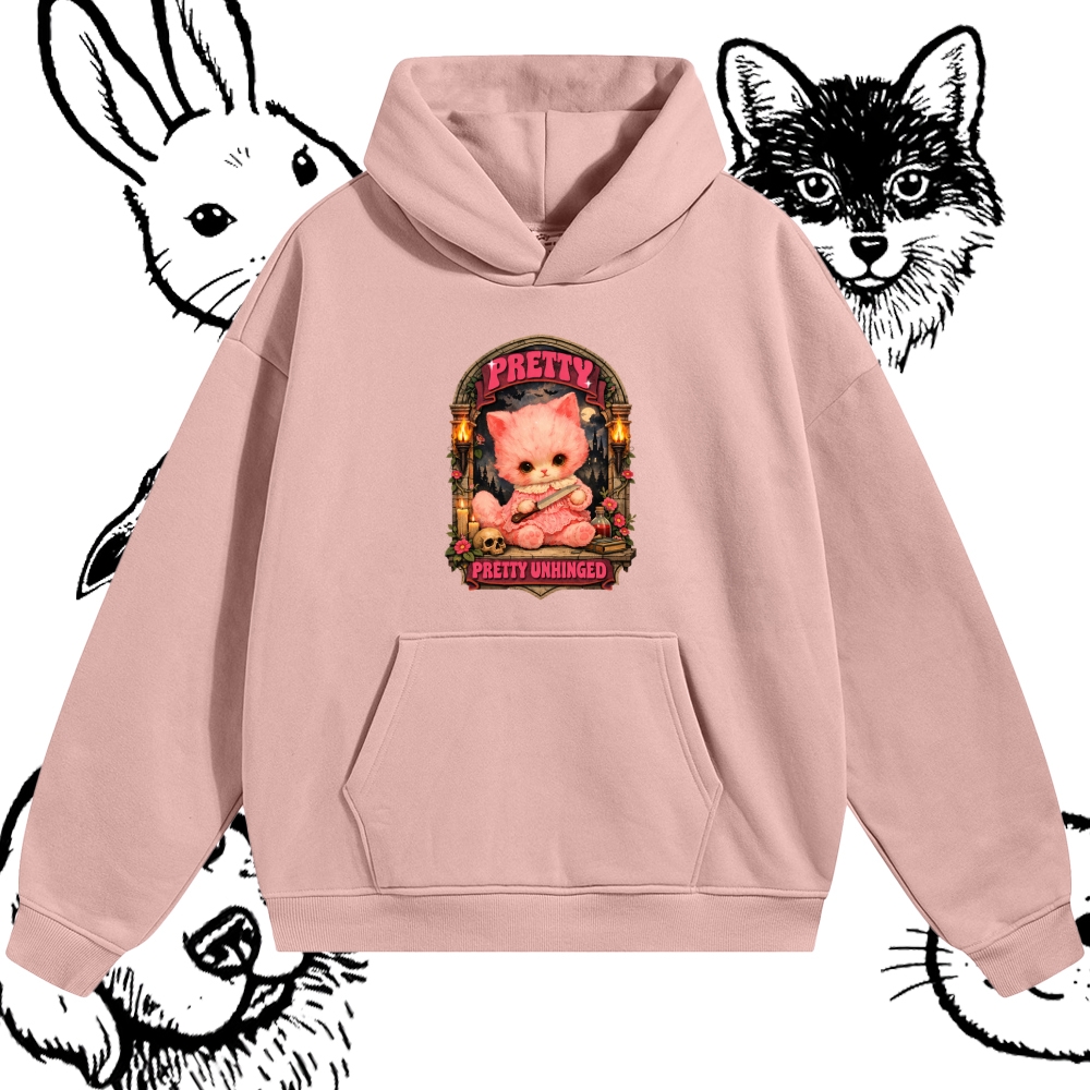 Pretty Unhinged Gothic Kitten  Cotton Blend Classic Fit Unisex Hoodie