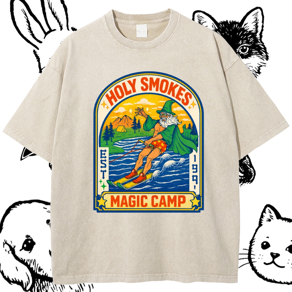 Mystic Summer Waterskiing Cotton Vintage Wash Classic Graphic Tee
