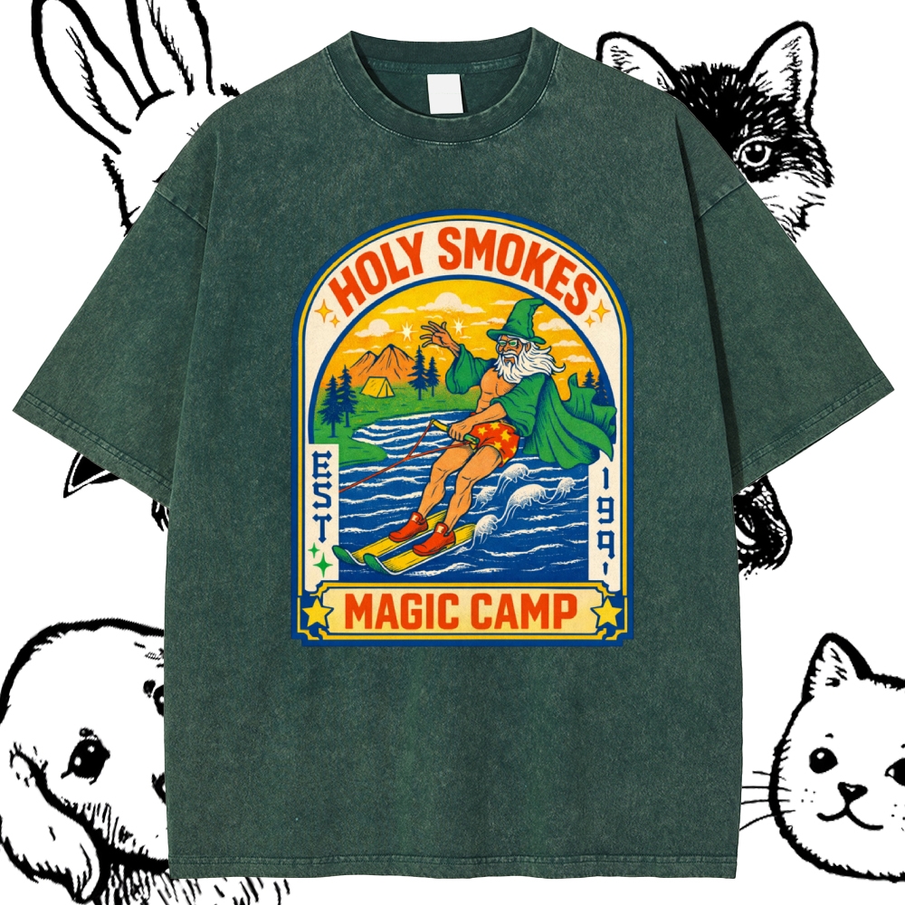 Mystic Summer Waterskiing Cotton Vintage Wash Classic Graphic Tee