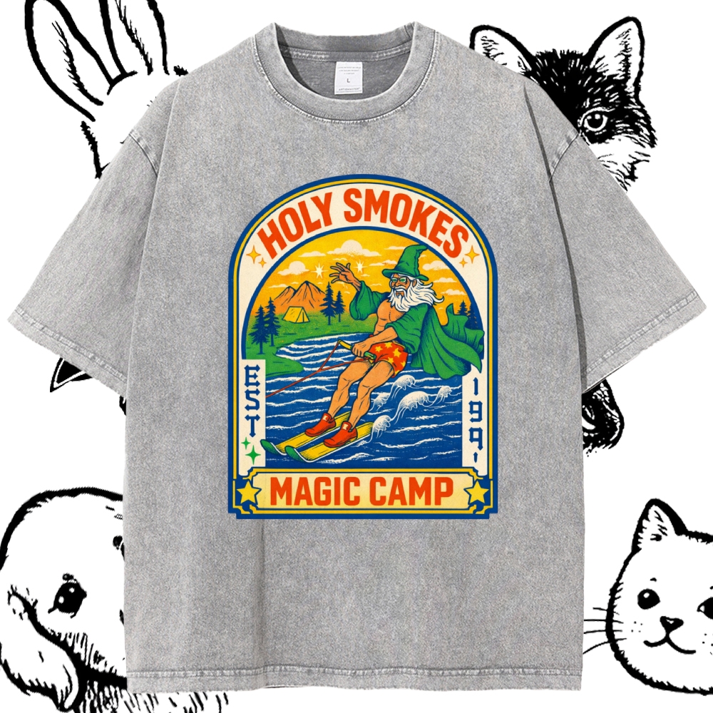 Mystic Summer Waterskiing Cotton Vintage Wash Classic Graphic Tee
