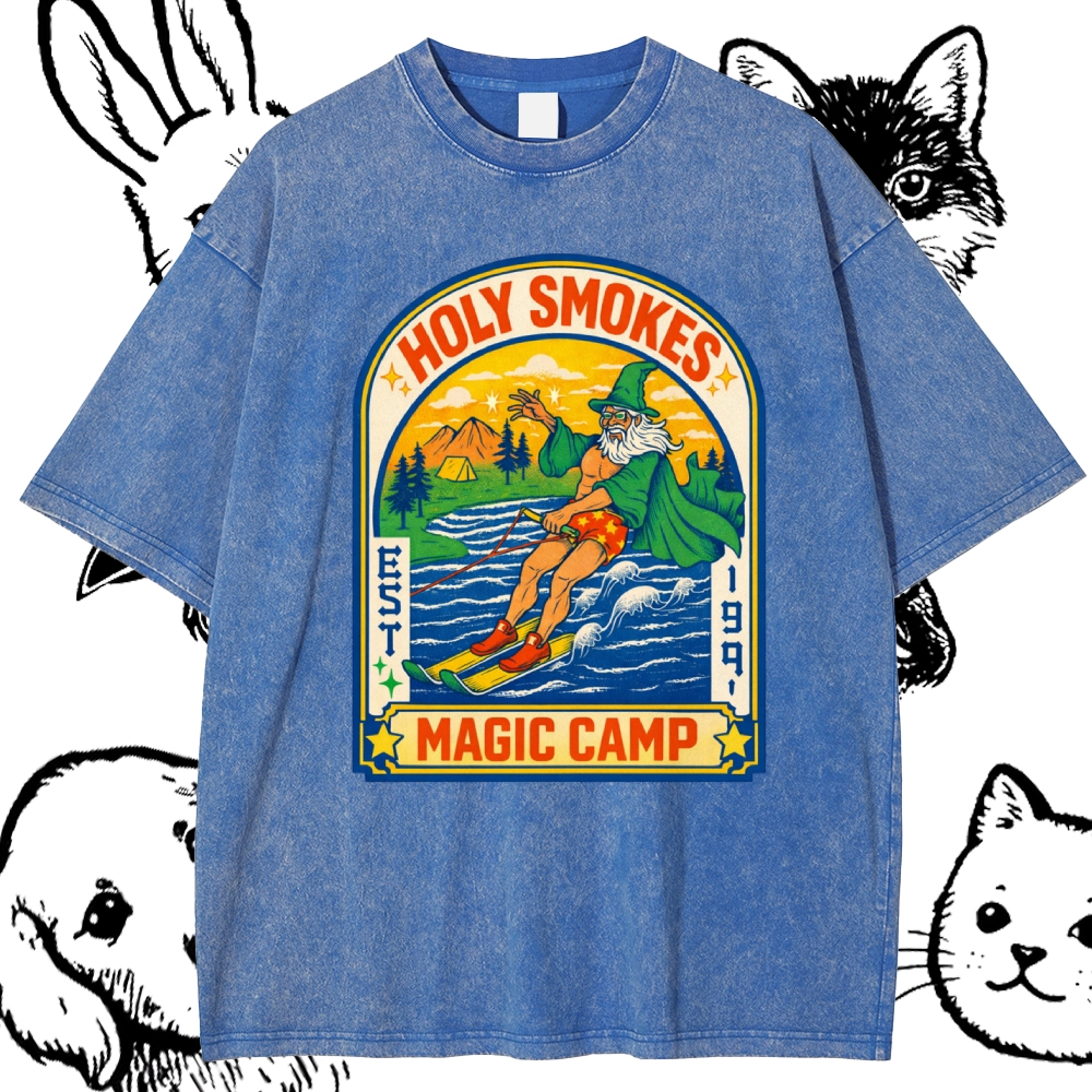 Mystic Summer Waterskiing Cotton Vintage Wash Classic Graphic Tee