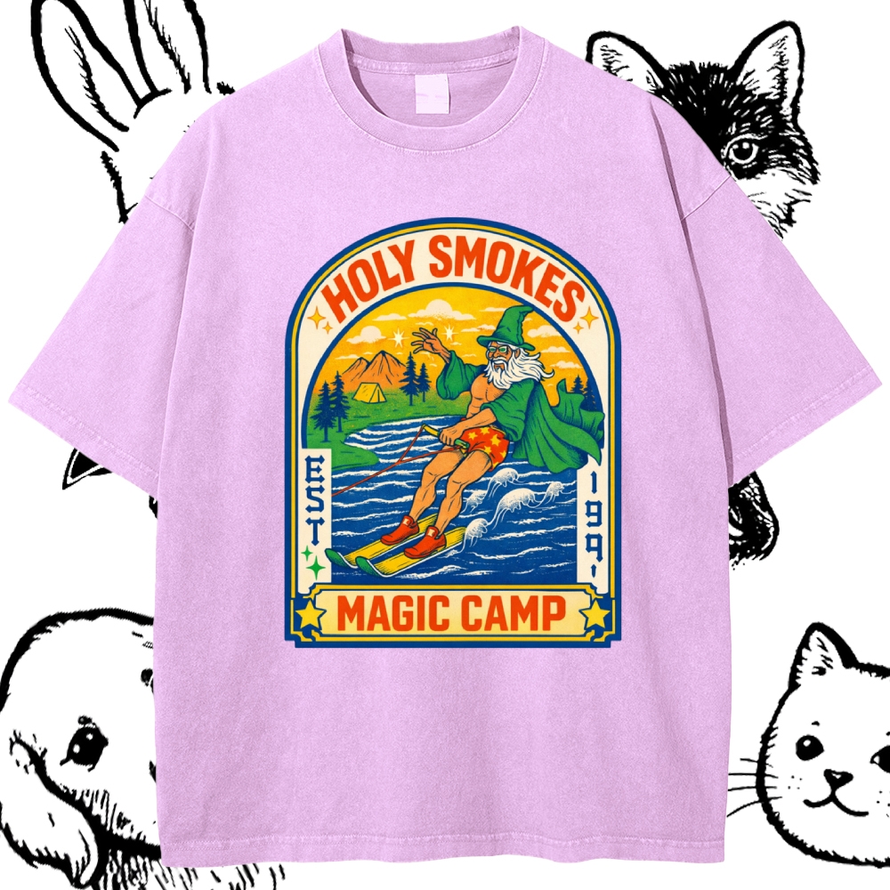 Mystic Summer Waterskiing Cotton Vintage Wash Classic Graphic Tee