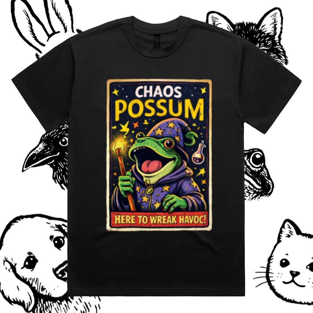 Havoc Wizard Frog Cotton Classic Fit Retro Dark Humor Graphic Tee