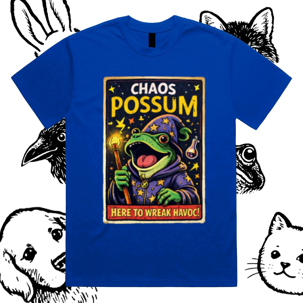 Havoc Wizard Frog Cotton Classic Fit Retro Dark Humor Graphic Tee