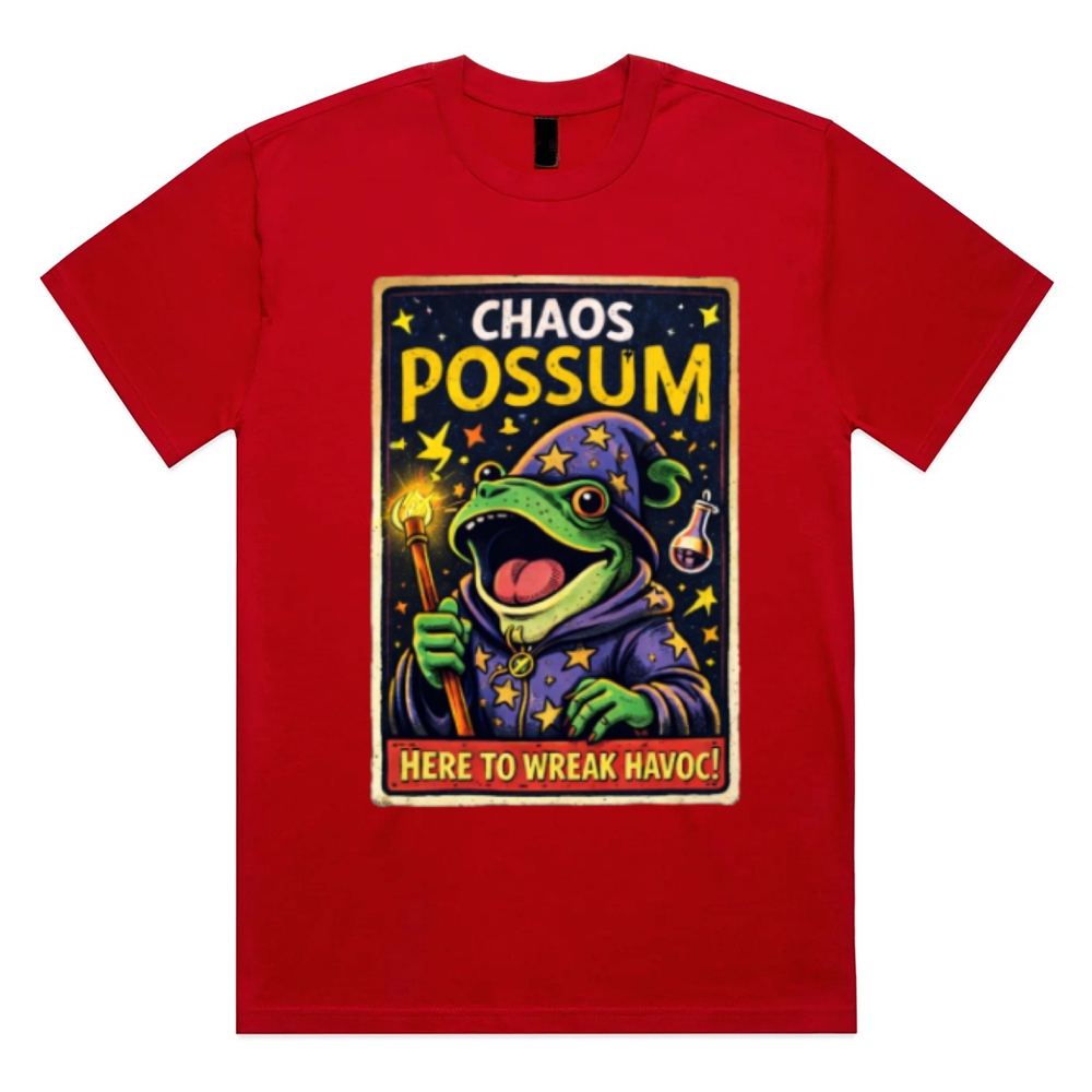 Havoc Wizard Frog Cotton Classic Fit Retro Dark Humor Graphic Tee