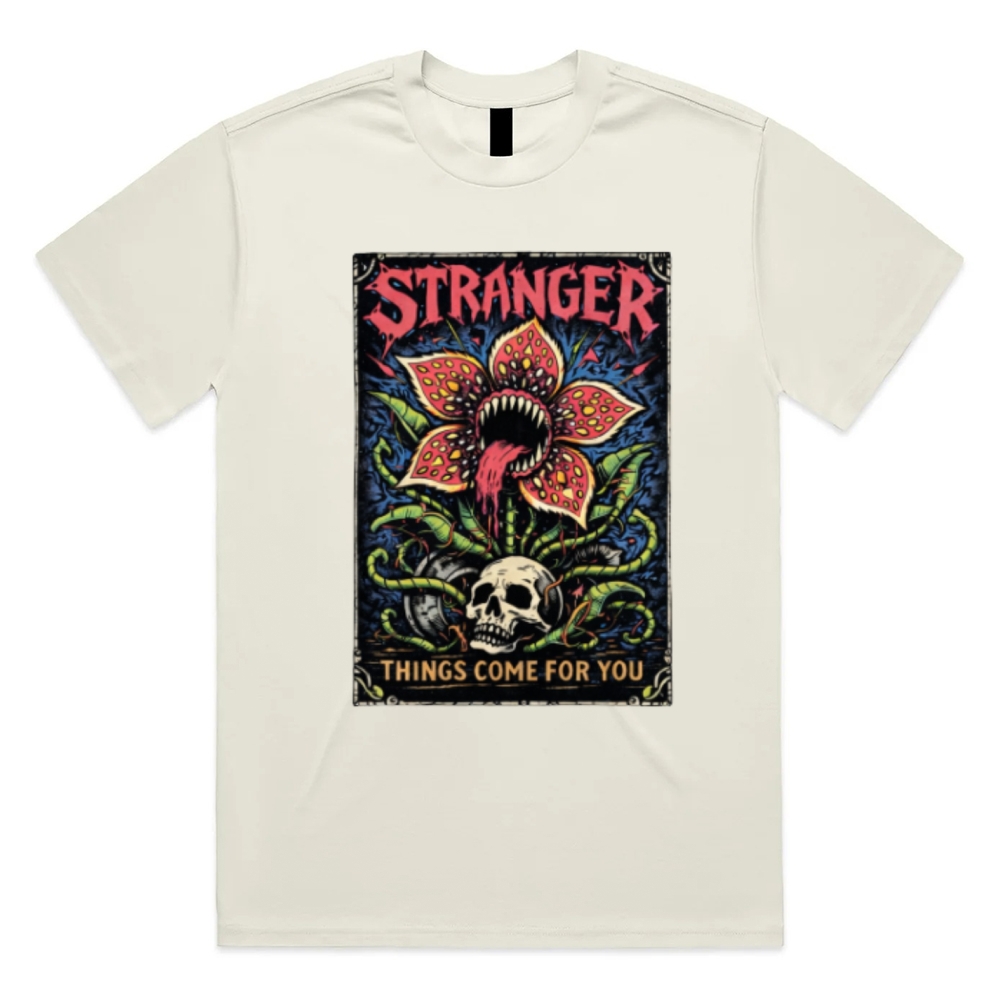 Ominous Bloom Stalker Cotton Classic Fit Retro Dark Humor Graphic Tee