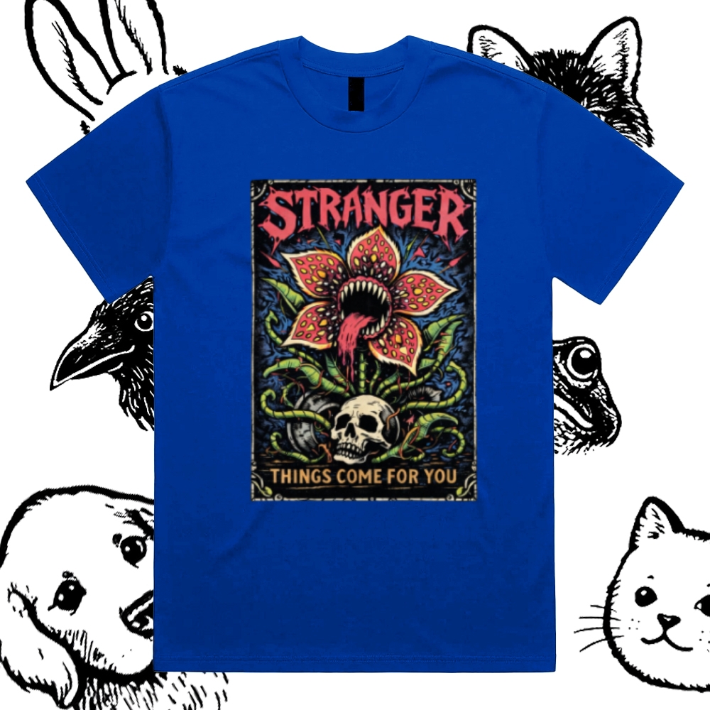 Ominous Bloom Stalker Cotton Classic Fit Retro Dark Humor Graphic Tee