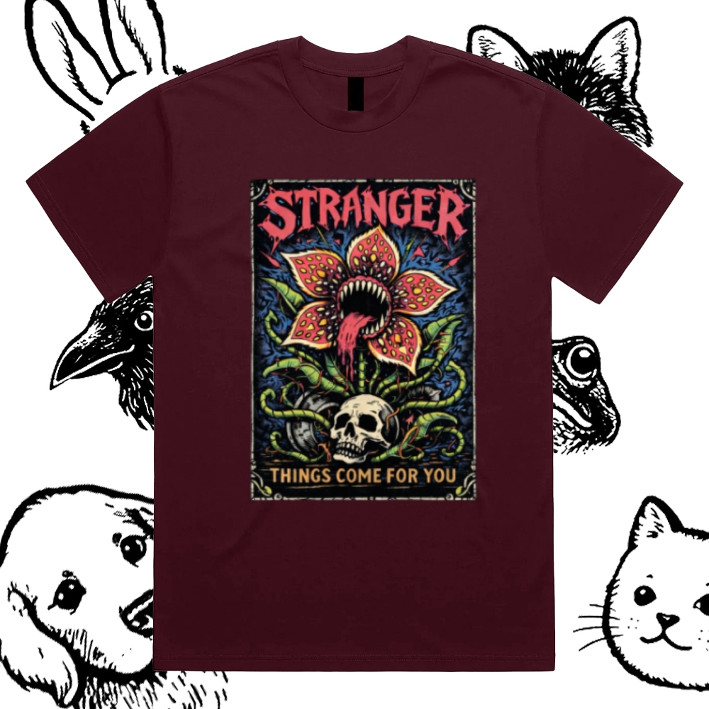 Ominous Bloom Stalker Cotton Classic Fit Retro Dark Humor Graphic Tee