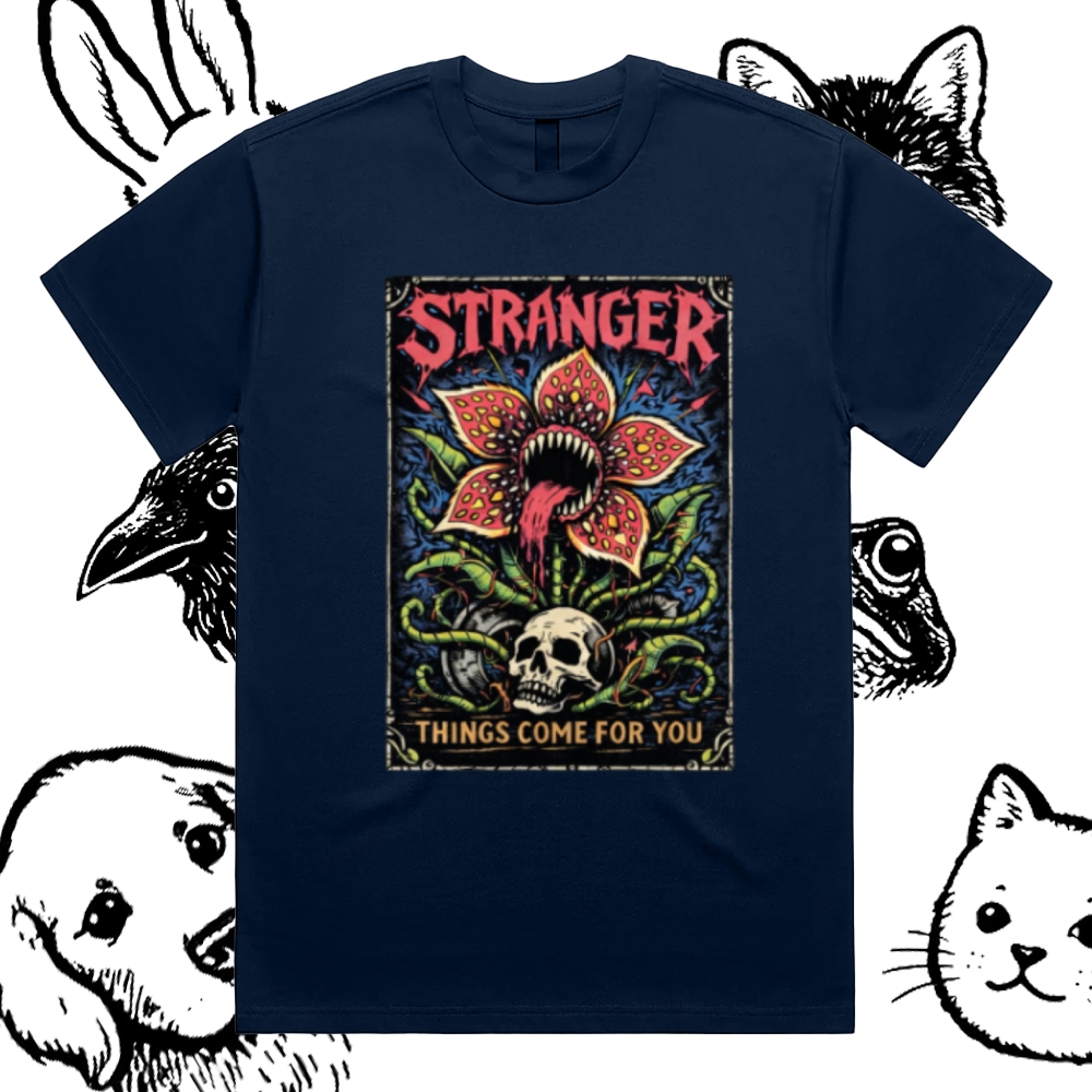 Ominous Bloom Stalker Cotton Classic Fit Retro Dark Humor Graphic Tee