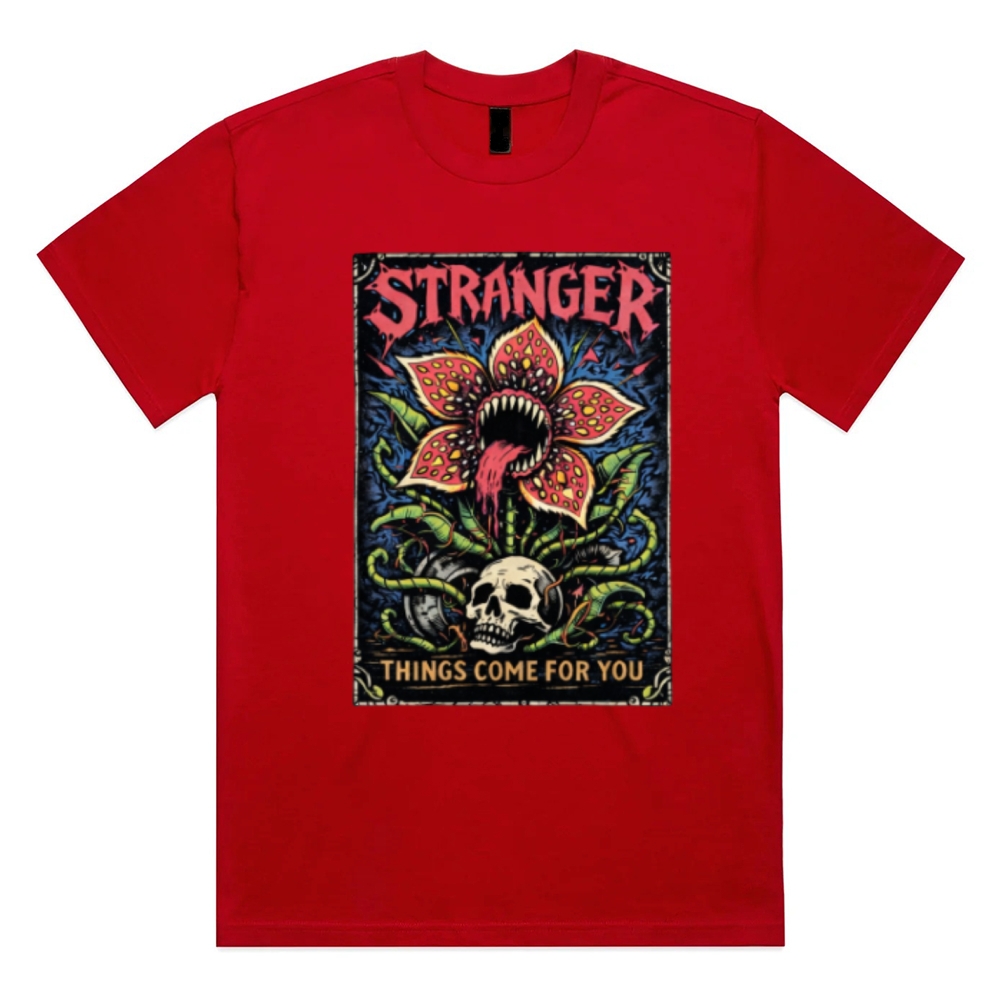 Ominous Bloom Stalker Cotton Classic Fit Retro Dark Humor Graphic Tee