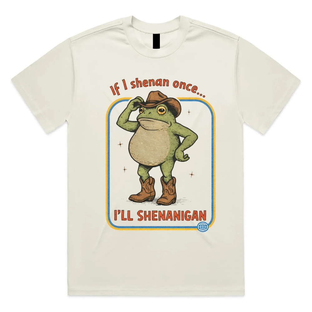 Mischievous Cowboy Frog Cotton Classic Fit Retro Dark Humor Graphic Tee