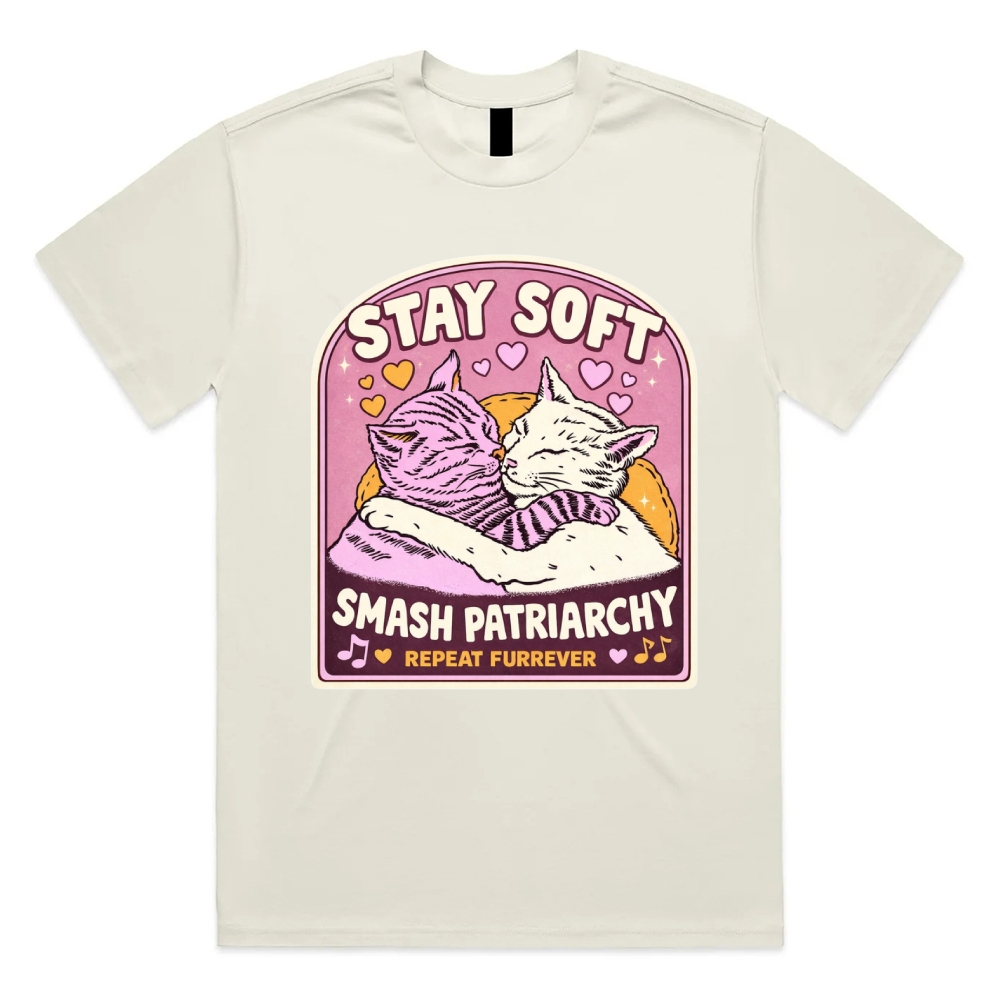Cats Smash Patriarchy Cotton Classic Fit Retro Dark Humor Graphic Tee