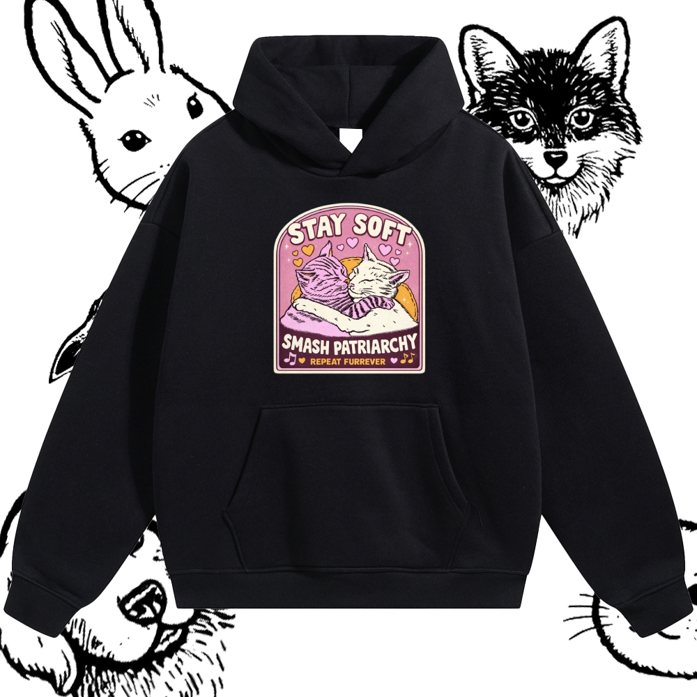 Cats Smash Patriarchy Cotton Blend Classic Fit Unisex Hoodie