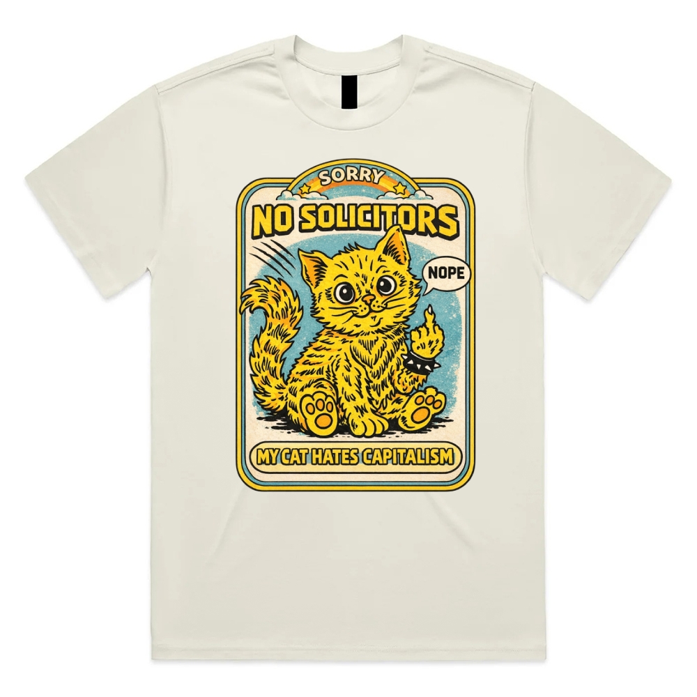 My Cat Hates Capitalism Cotton Classic Fit Retro Dark Humor Graphic Tee