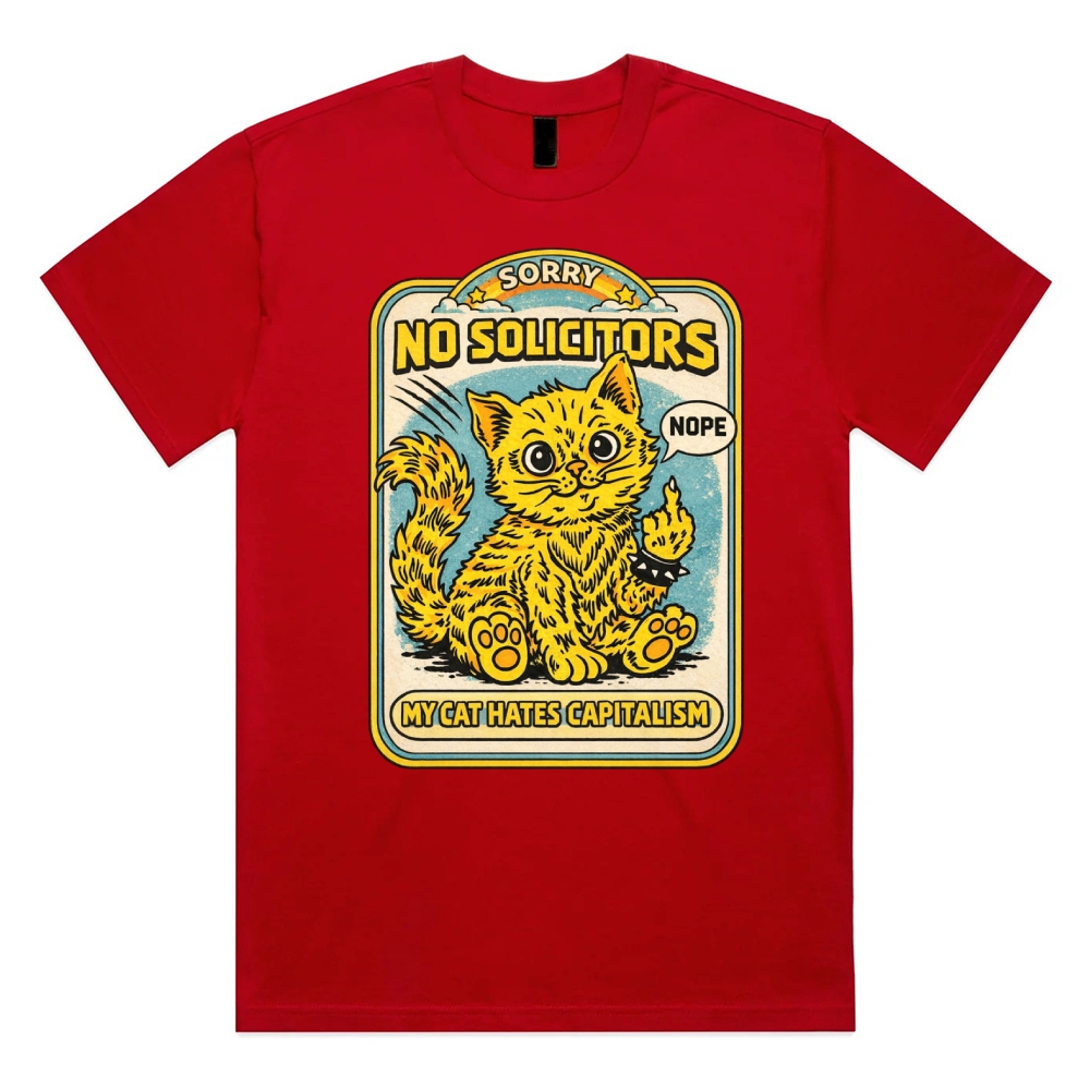 My Cat Hates Capitalism Cotton Classic Fit Retro Dark Humor Graphic Tee