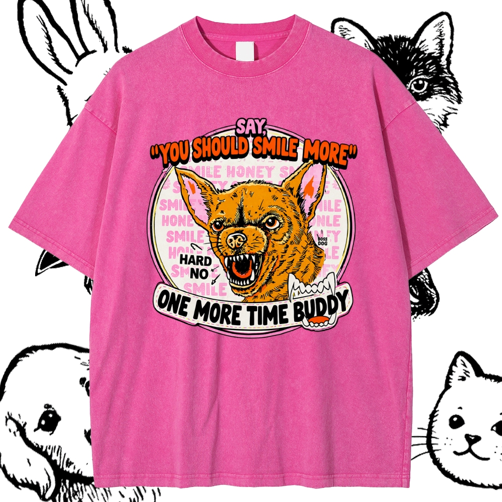 Smile More One More Time Cotton Vintage Wash Classic Graphic Tee