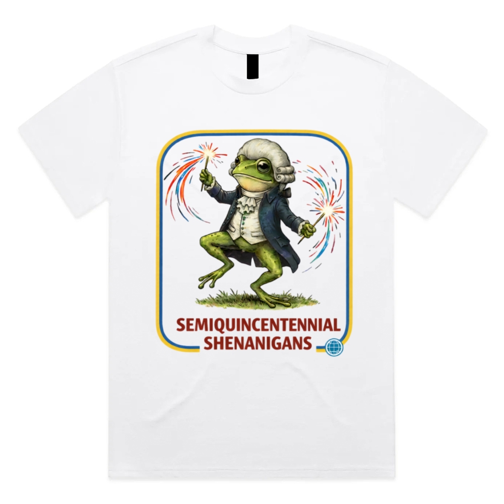 Colonial Frog Celebration Cotton Classic Fit Retro Dark Humor Graphic Tee
