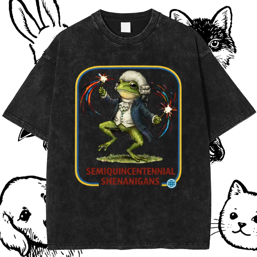 Colonial Frog Celebration Cotton Vintage Wash Classic Graphic Tee
