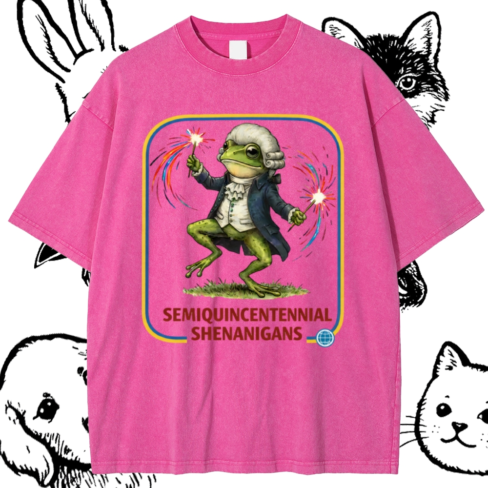 Colonial Frog Celebration Cotton Vintage Wash Classic Graphic Tee