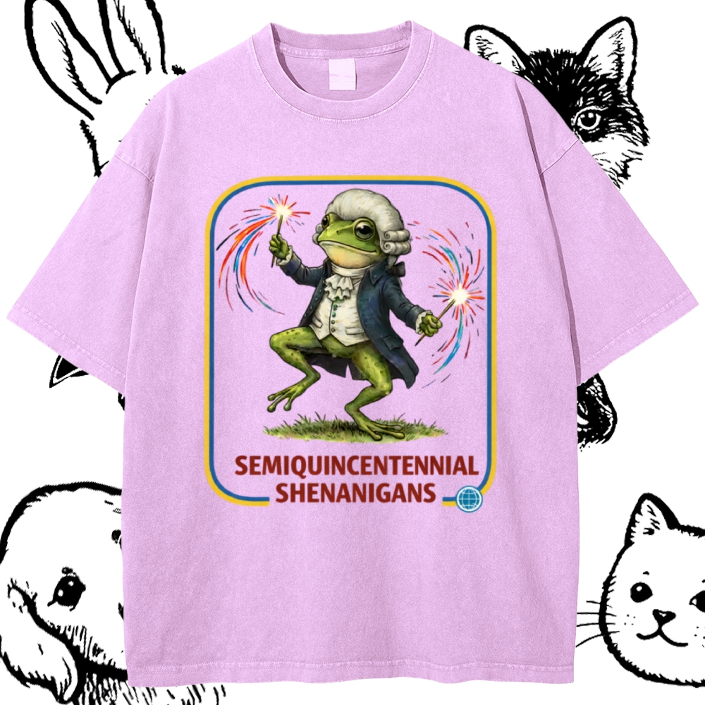 Colonial Frog Celebration Cotton Vintage Wash Classic Graphic Tee