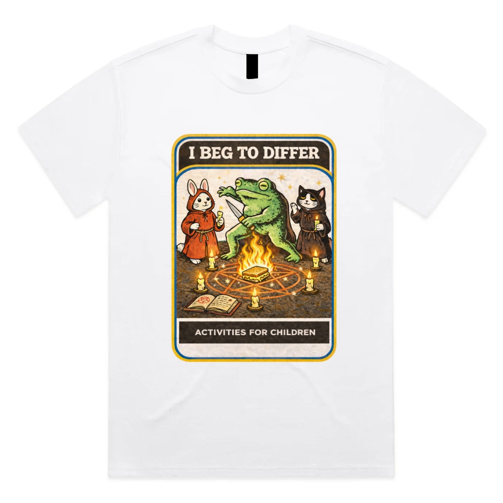 Occult Ritual Animal Activity Cotton Classic Fit Retro Dark Humor Graphic Tee