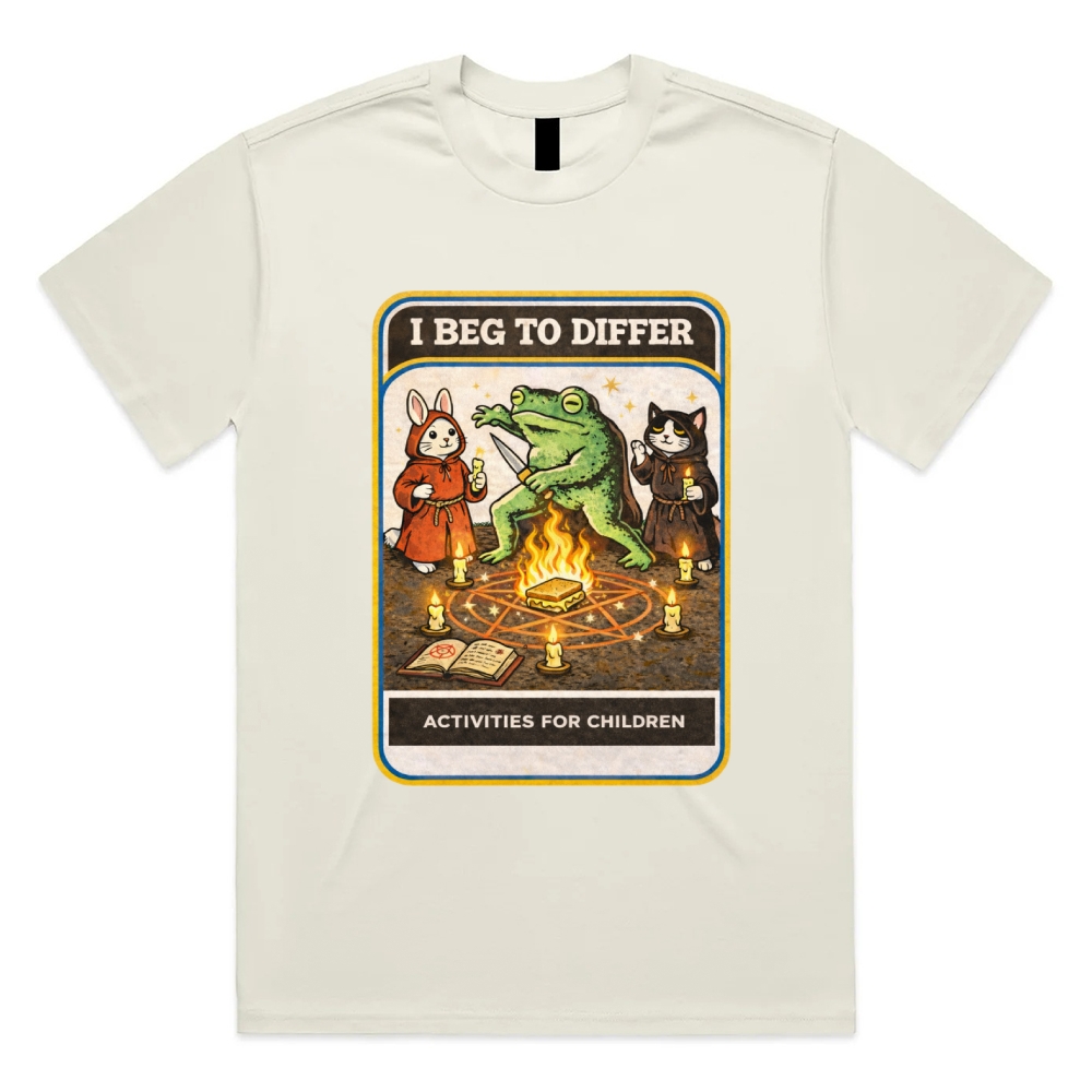 Occult Ritual Animal Activity Cotton Classic Fit Retro Dark Humor Graphic Tee