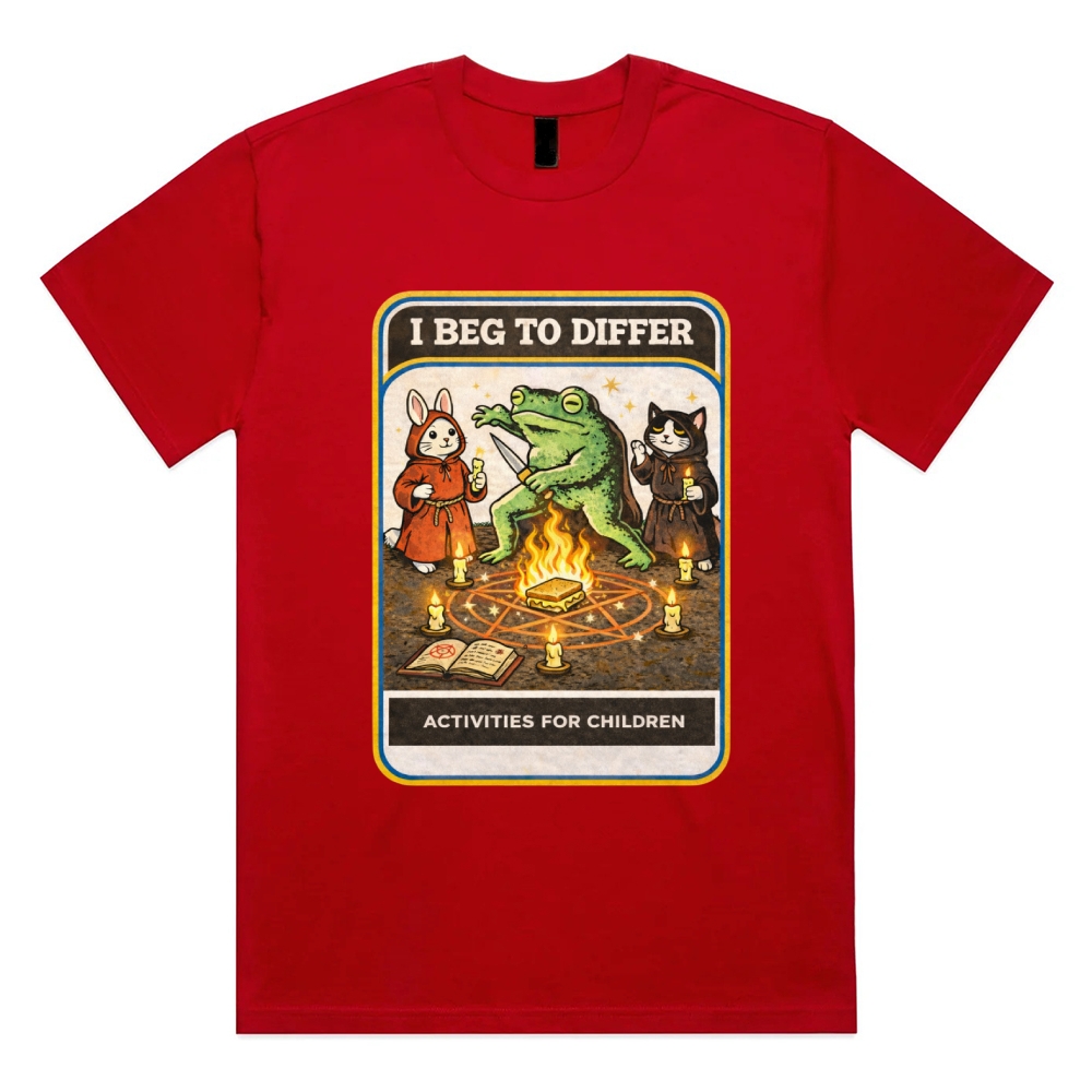 Occult Ritual Animal Activity Cotton Classic Fit Retro Dark Humor Graphic Tee