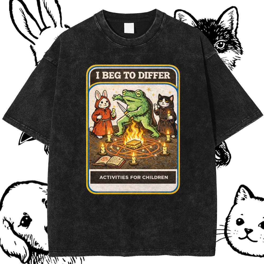 Occult Ritual Animal Activity Cotton Vintage Wash Classic Graphic Tee