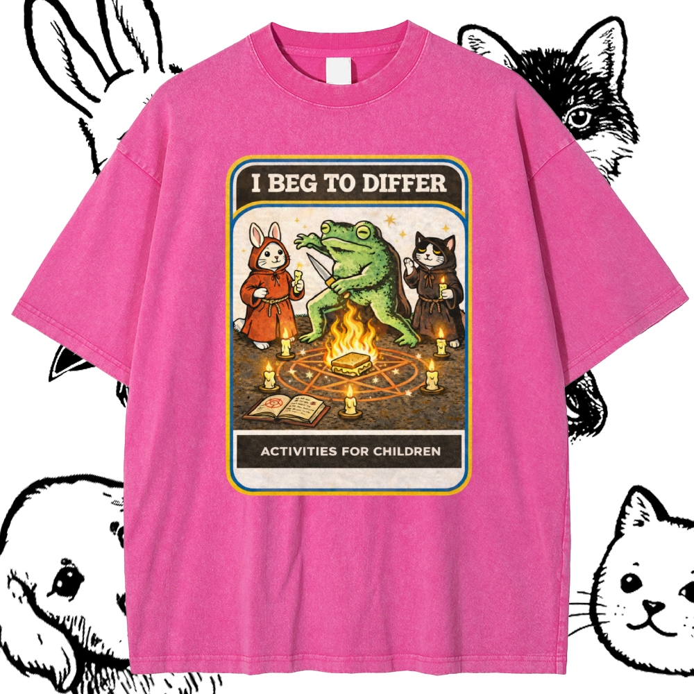 Occult Ritual Animal Activity Cotton Vintage Wash Classic Graphic Tee