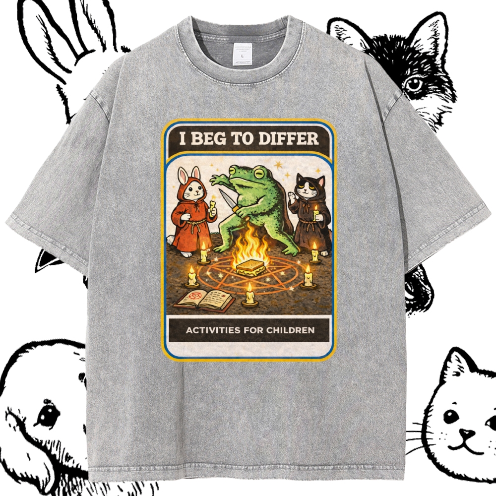 Occult Ritual Animal Activity Cotton Vintage Wash Classic Graphic Tee