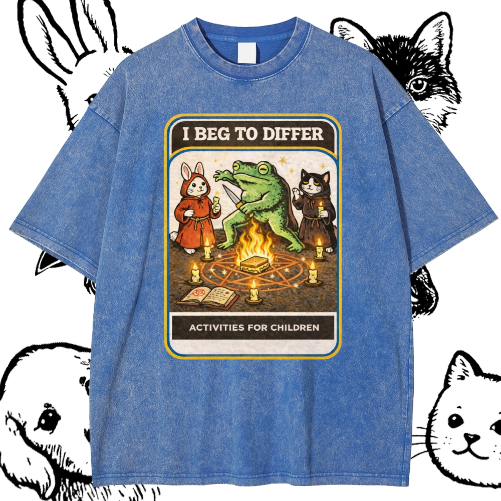 Occult Ritual Animal Activity Cotton Vintage Wash Classic Graphic Tee