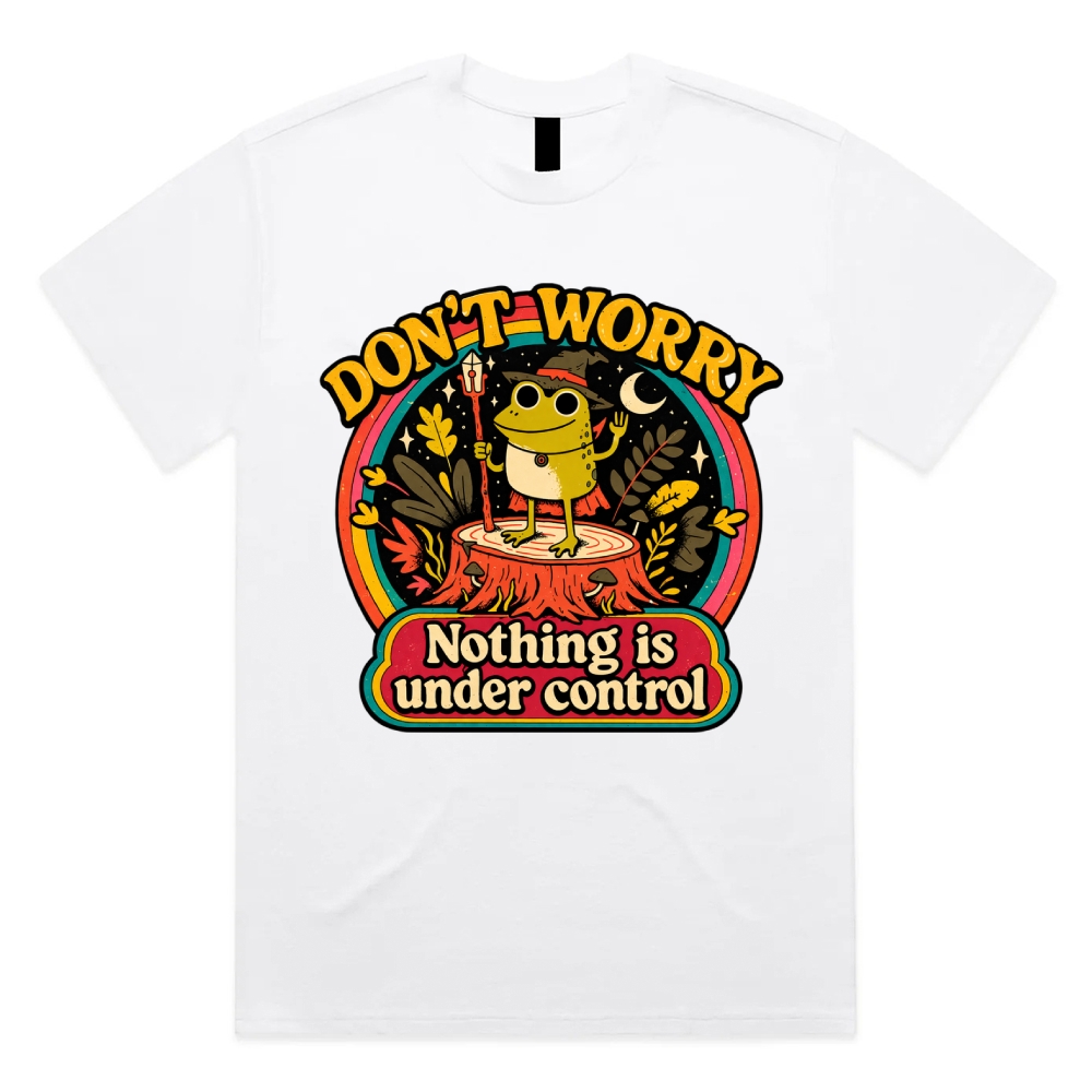 Wizard Frog Chaos Rainbow Cotton Classic Fit Retro Dark Humor Graphic Tee