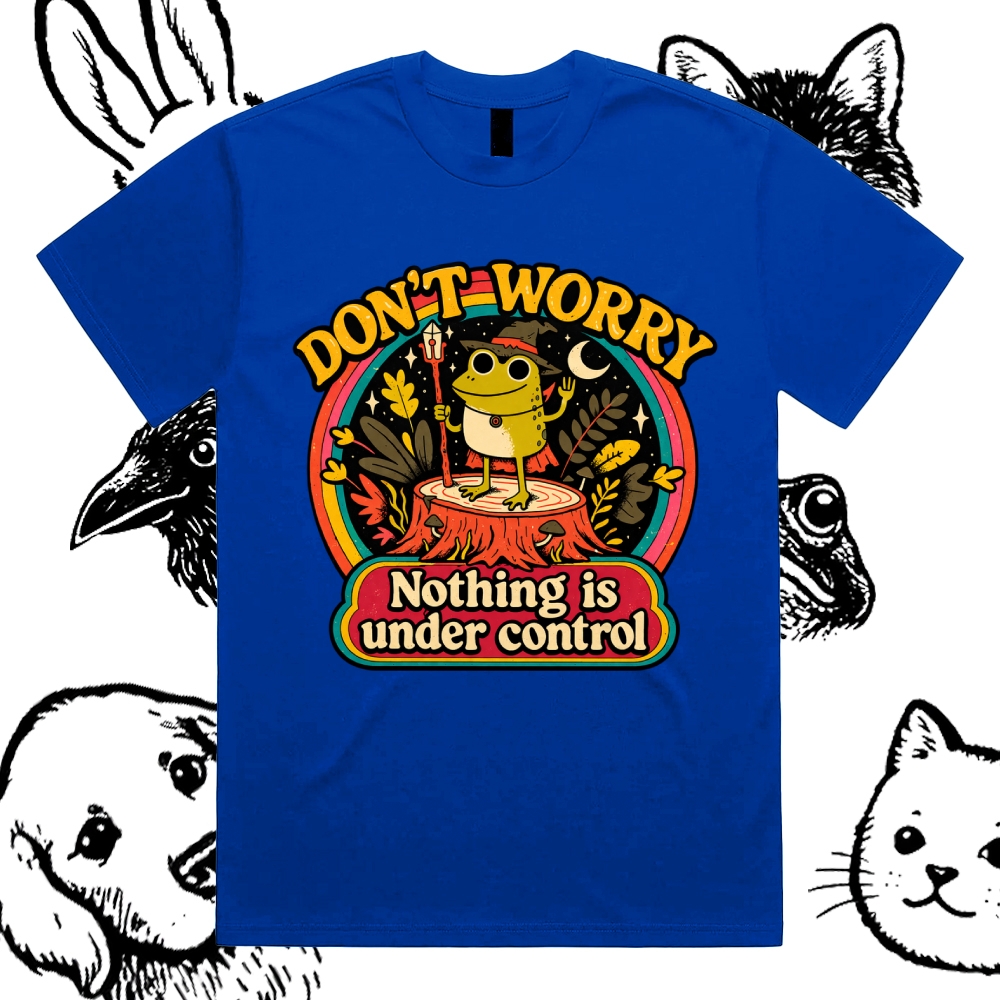 Wizard Frog Chaos Rainbow Cotton Classic Fit Retro Dark Humor Graphic Tee