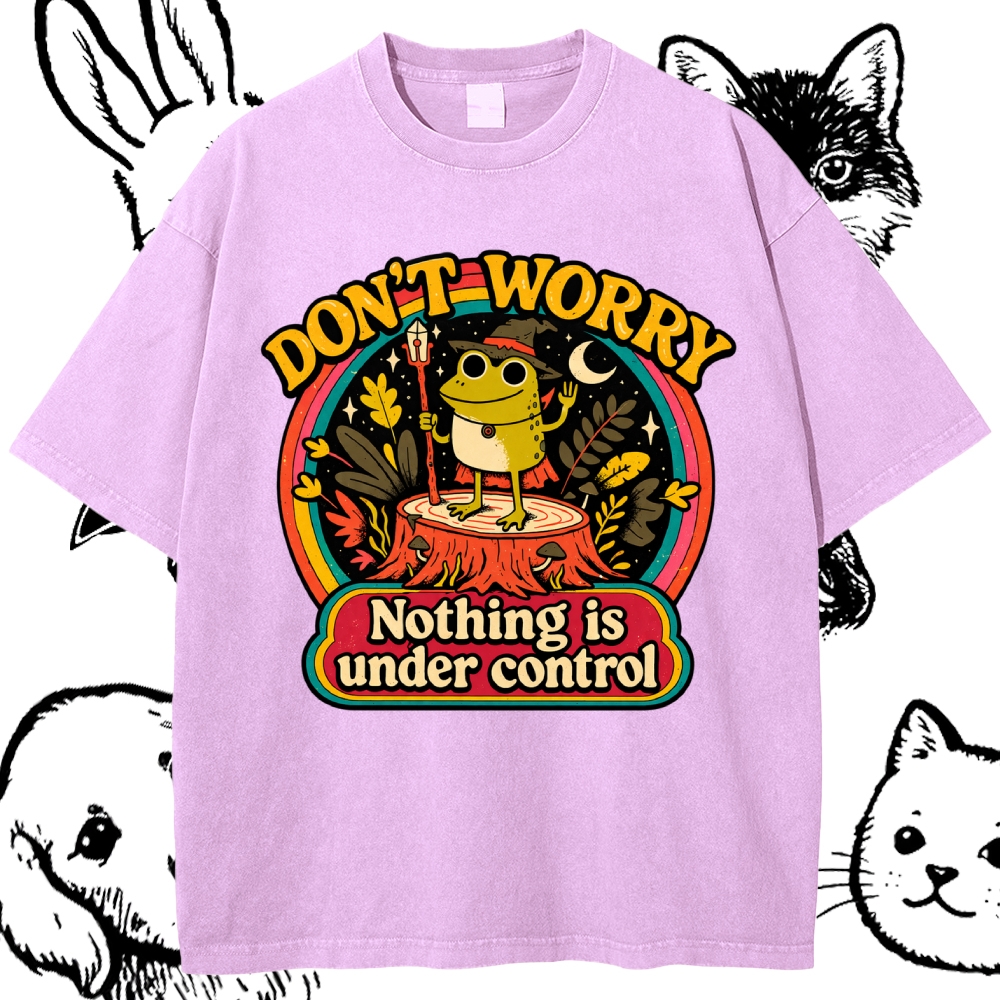 Wizard Frog Chaos Rainbow Cotton Vintage Wash Classic Graphic Tee