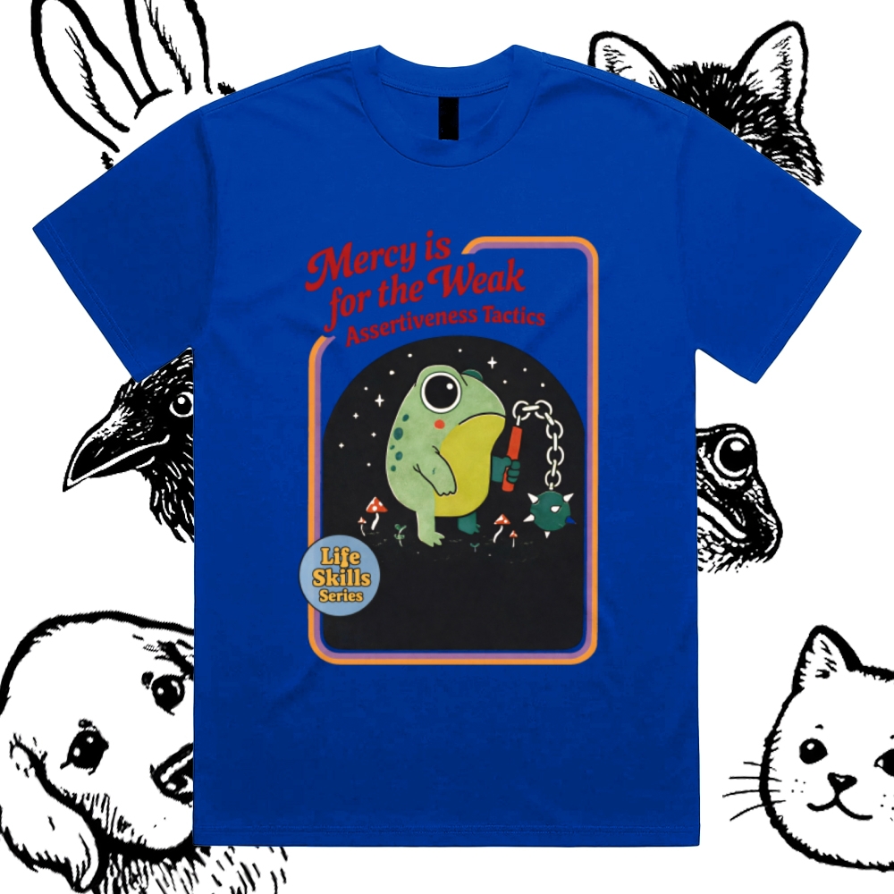Assertive Flail Combat Frog Cotton Classic Fit Retro Dark Humor Graphic Tee
