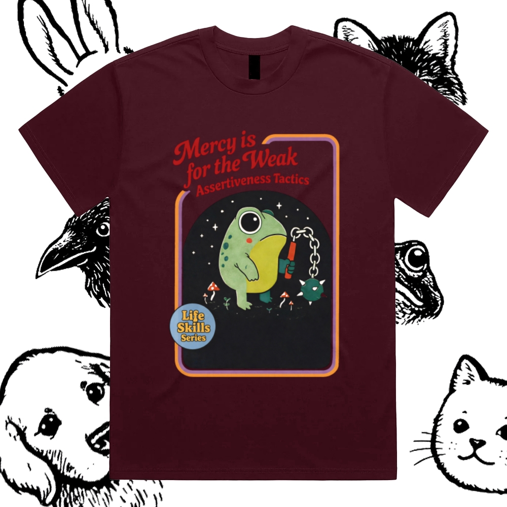 Assertive Flail Combat Frog Cotton Classic Fit Retro Dark Humor Graphic Tee