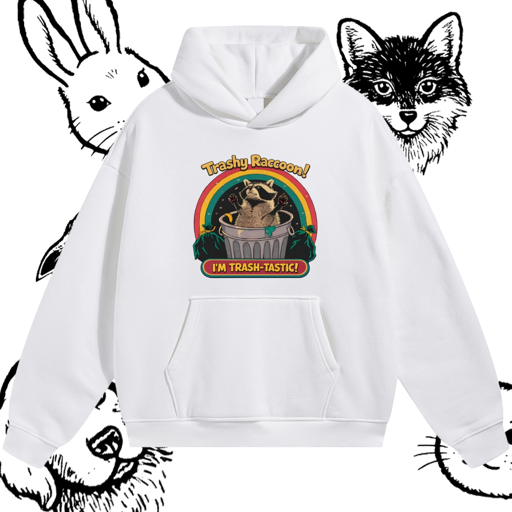 Trash-Tastic Rainbow Raccoon Cotton Blend Classic Fit Unisex Hoodie